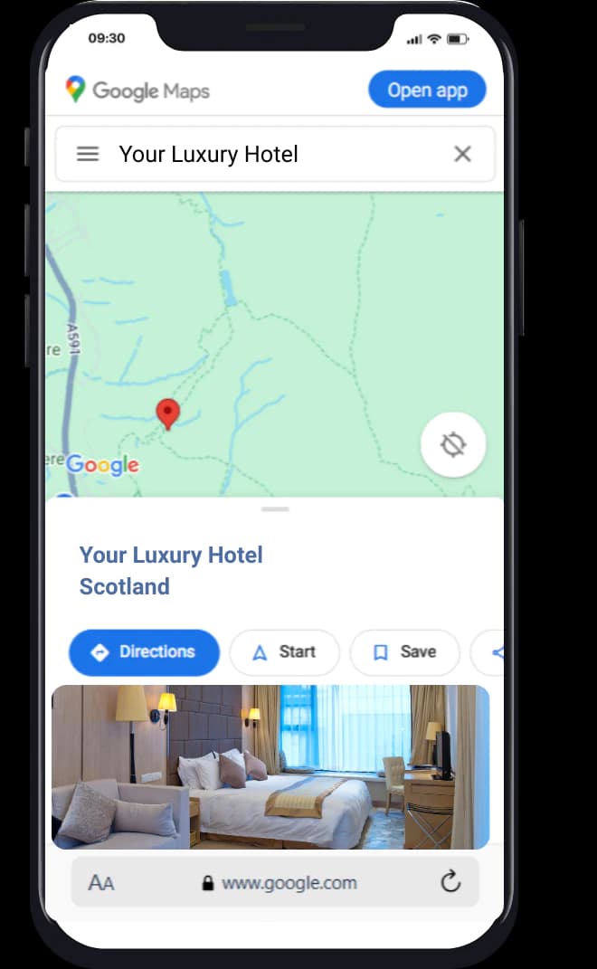 Hotel SEO rankings showing Position 2 in organic search results
